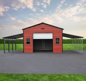 Garage with Lean To Metal Barn Garage Steel Building Shed for Sale